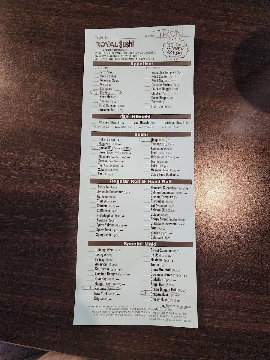 Royal Sushi Menu - Image 4
